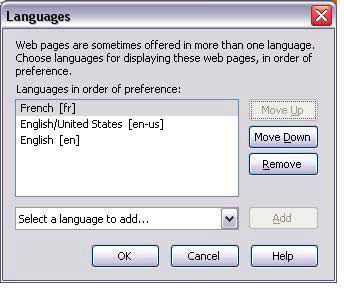 browser language option dialog