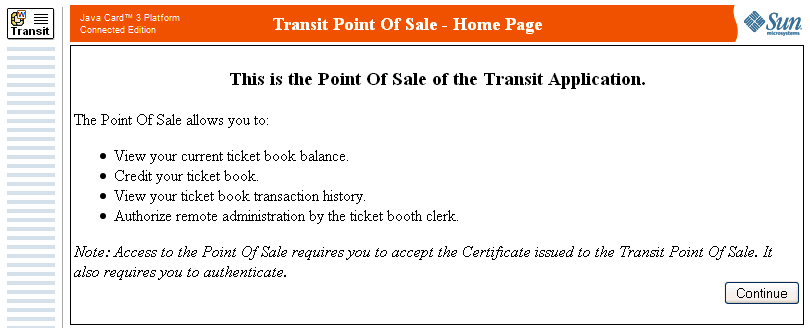 transit application entry screen