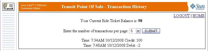 transit point of sale transaction history