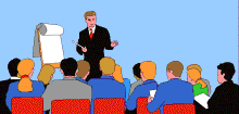 Picture of a speaker with audience
